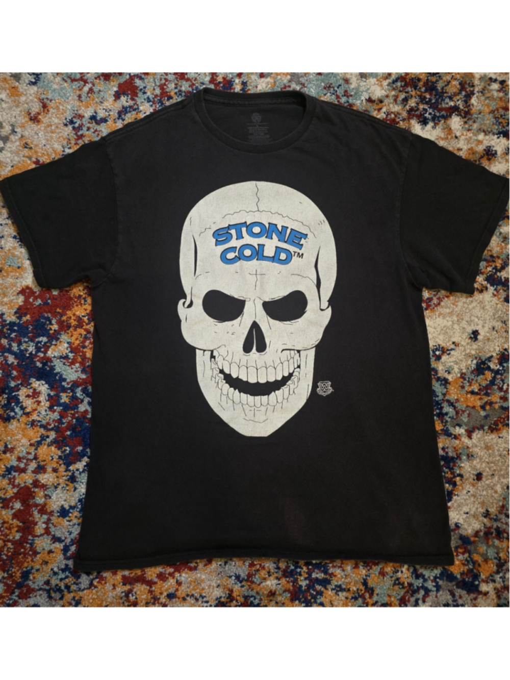 WWE Stone Cold Steve Austin Skull Graphic T-Shirt Black Wrestling Large L